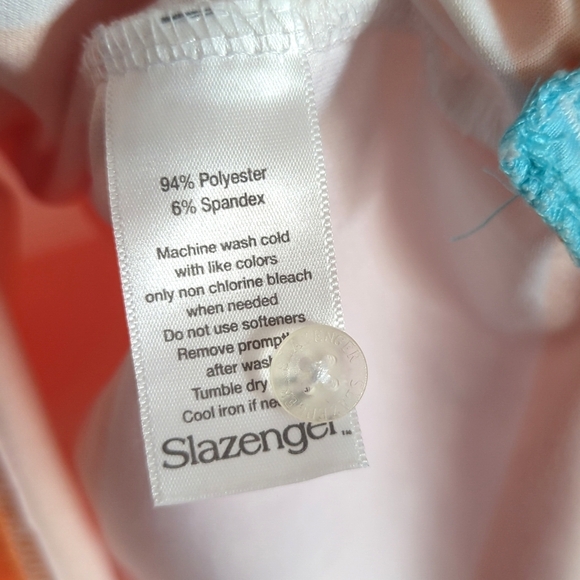 Slazenger Striped Performance Polo Shirt Orange White Blue Golf Activewear XXL - Picture 11 of 12